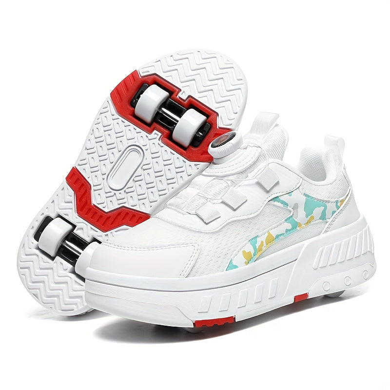 Qizlar uchun zamonaviy pastki rolikli skateboard poyabzallari, aylanuvchi tugma bilan, ichki/tashqi partiyalar uchun tortiladigan rolikli konkilar, yil davomida.