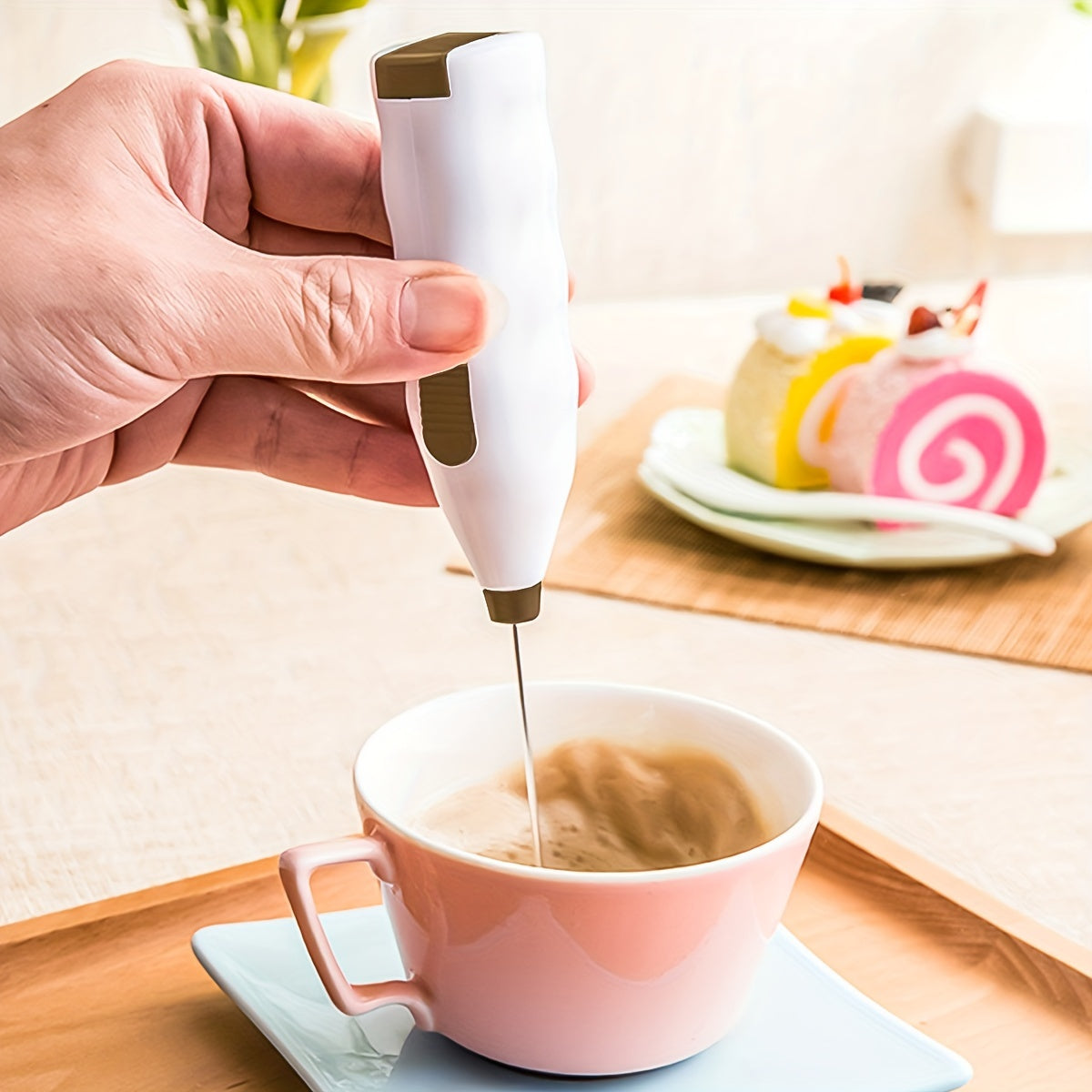 Handheld Electric Mixer Stainless Steel Battery Operated for Coffee Milk Tea Kitchen