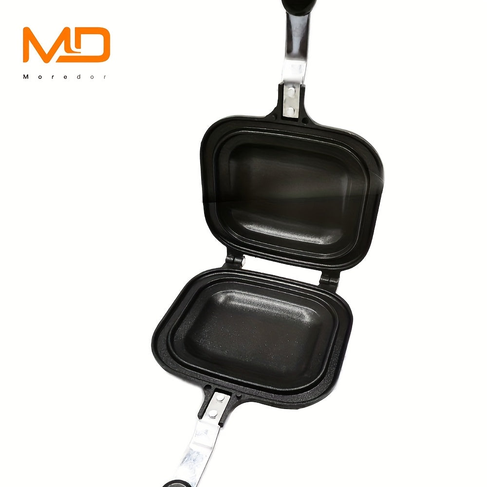 MOREDOR Non-Stick Ikki tomonlama sendvich tayyorlash qurilmasi, yopishqoq bo'lmagan, qopqog'i bilan - Qattiq nonushta, burgerlar, paninilar uchun uyda yoki tashqarida, ikki tomonlama pishirish qolip, grill uchun mos