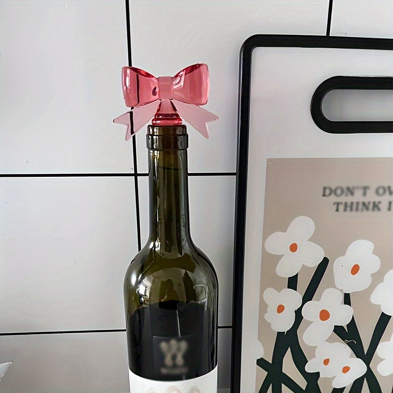 Pink Silicone Bow Wine Stopper for Champagne and Grape Wine Preservation