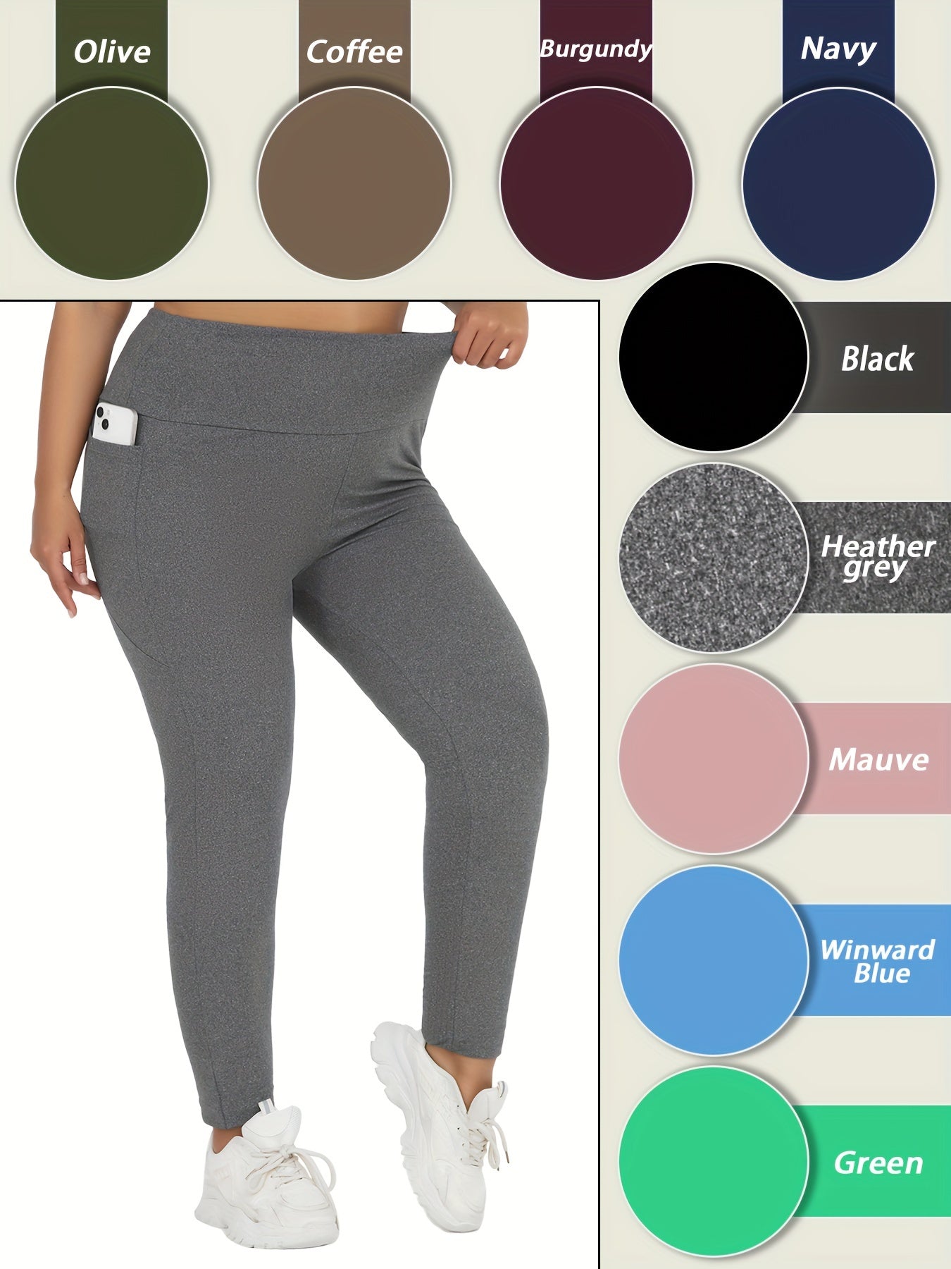 Plus Size Soft Leggings With Pockets For Women High Waist Yoga Running