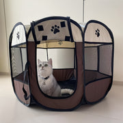 Eight-Sided Foldable Pet Cage for Dogs and Cats Made of Durable Oxford Cloth