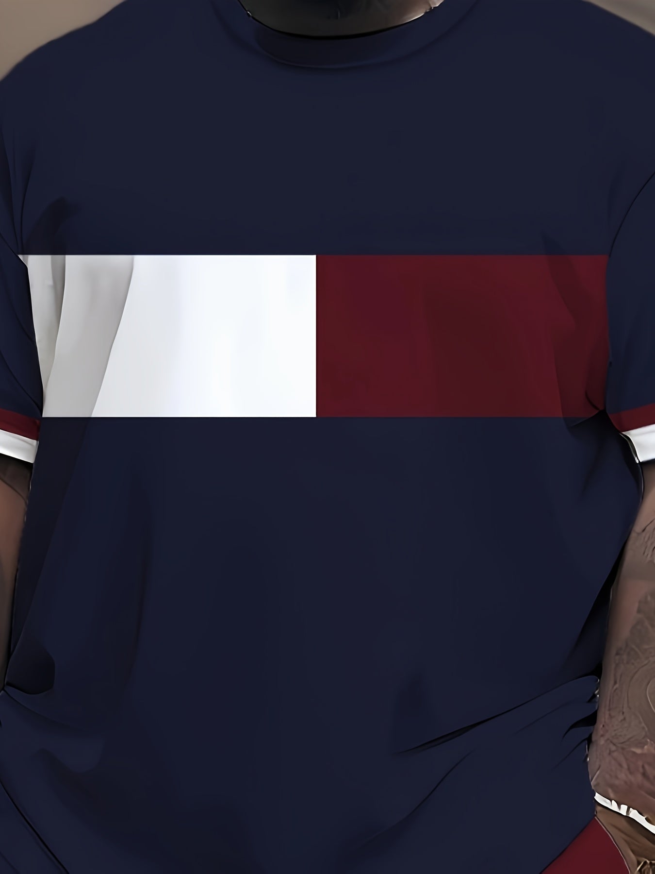 Plus Size Men's Color Block T-Shirt Set Casual Sports Polyester