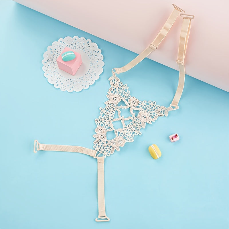 Women's Lingerie Butterfly Lace Shoulder Straps Adjustable Non-Slip Hollow Out Black White Pink