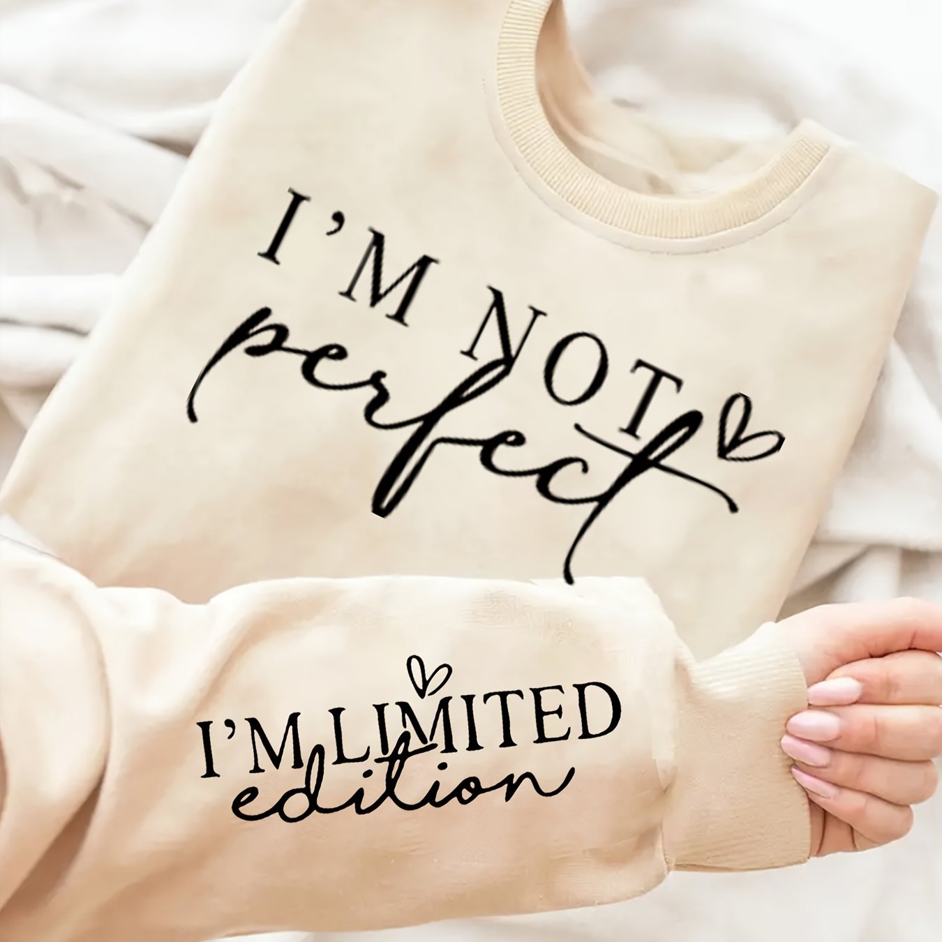 Plus o'lchamli grafik svitshot ayollar uchun, kundalik krujka bo'yinli sviter, qishda yumshoq va cho'ziladigan