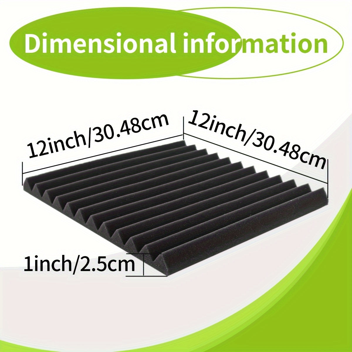 96 Pieces Wedge-Shaped Acoustic Soundproof Foam Panels Flame Retardant Black 30.48x30.48x2.54 cm for Studio Recording Room