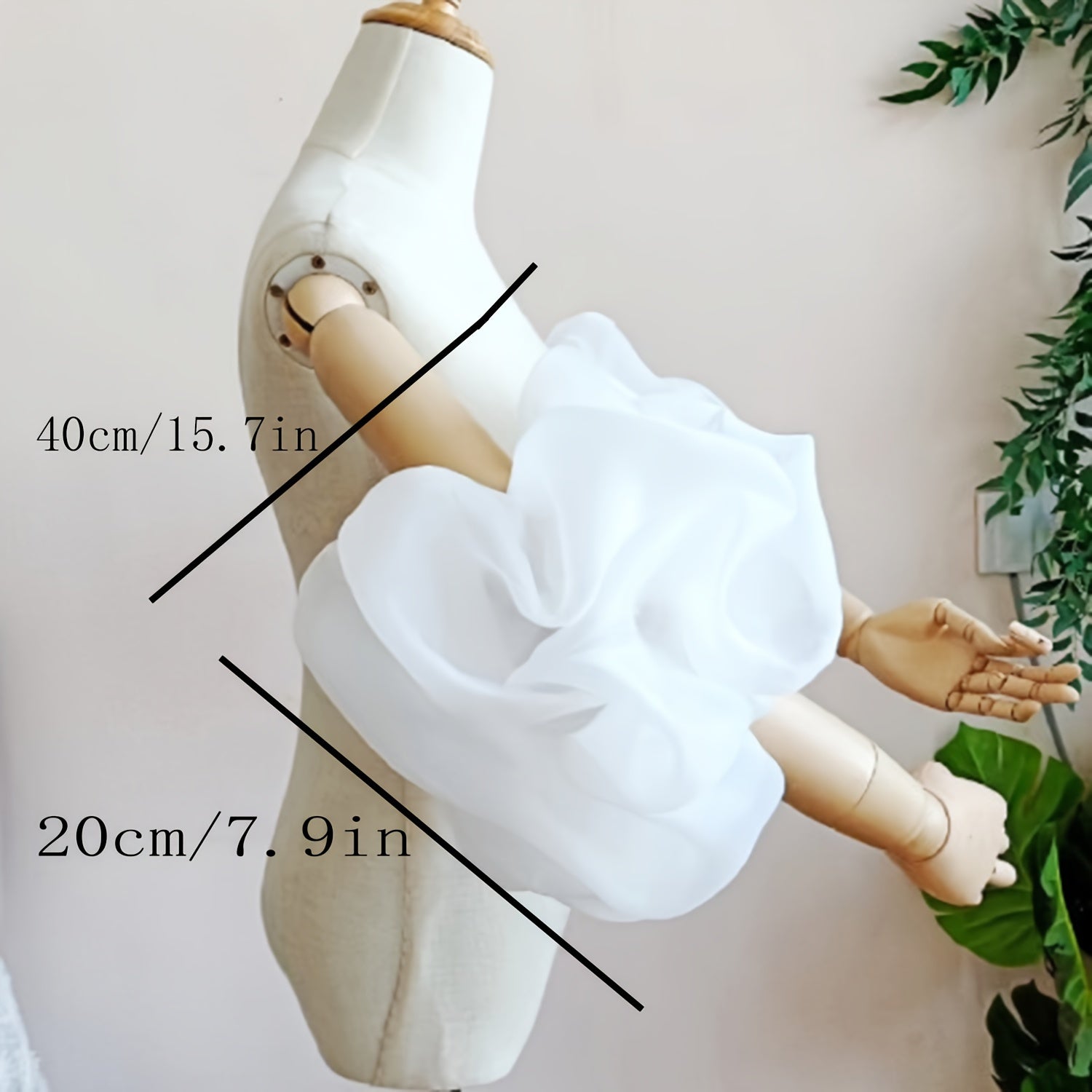 Women's Wedding Dress with Oversized Bubble Sleeves and Cloud Accents