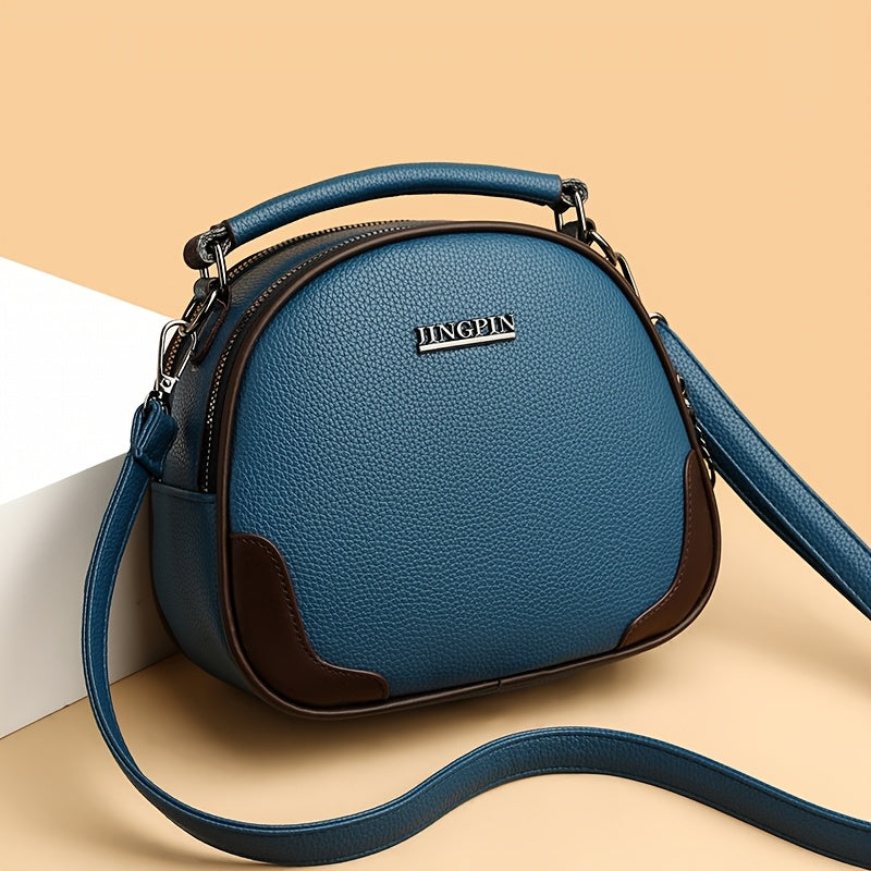 Bolso bandolera para mujer con compartimentos de doble cremallera, material sintético resistente al agua, ligero