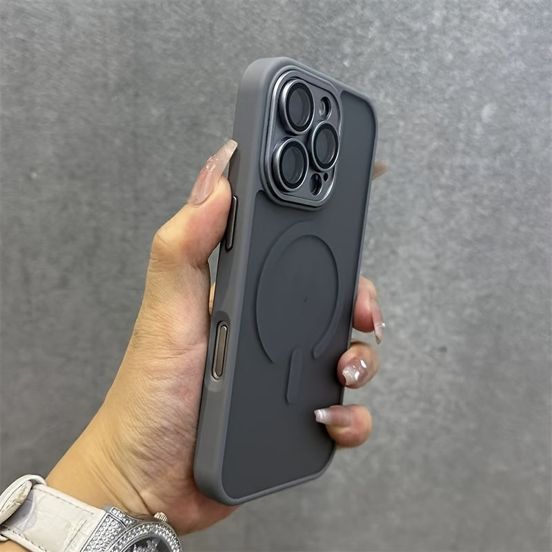 Semi-Transparent Frosted Magnetic Phone Case for iPhone 16 Series Shockproof Wireless Charging