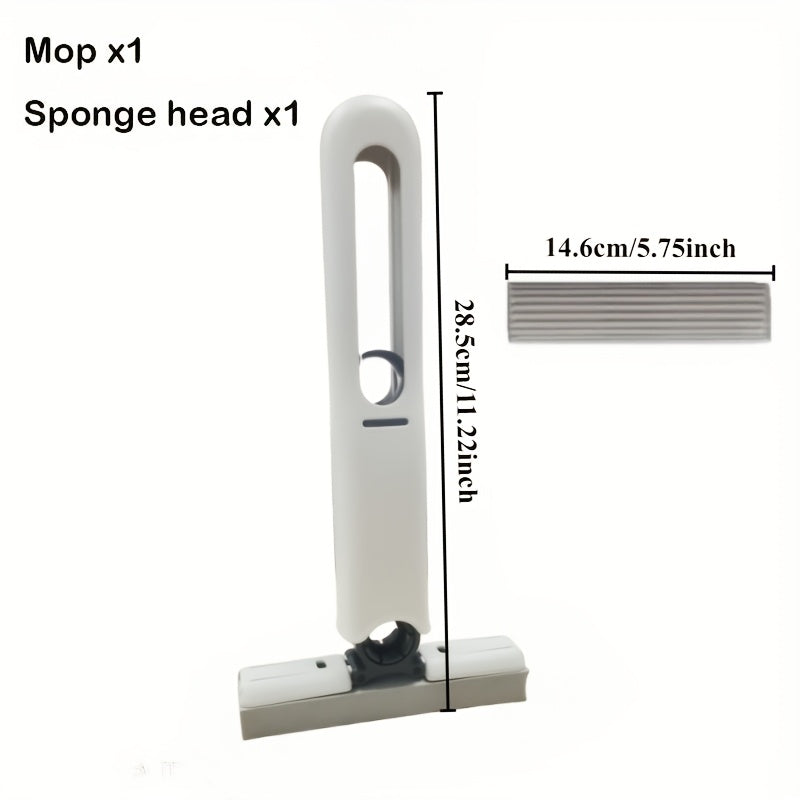 Kichik va saqlash uchun qulay Portativ Mini Mop, o'z-o'zidan siqish funksiyasi, egiluvchan tutqichi, plastikdan tayyorlangan, stol, oshxonalar, avtomobillar va uy pollarini tozalash uchun.