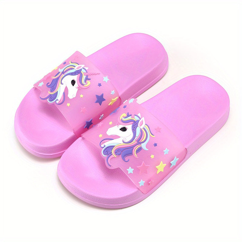 Girls Unicorn Slippers EVA Open Toe All-Season Casual Slide