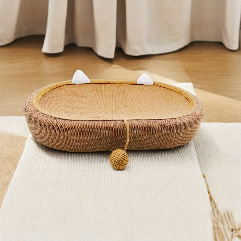 Large 60cm Sisal Cat Scratching Board with Oval Design and Bed
