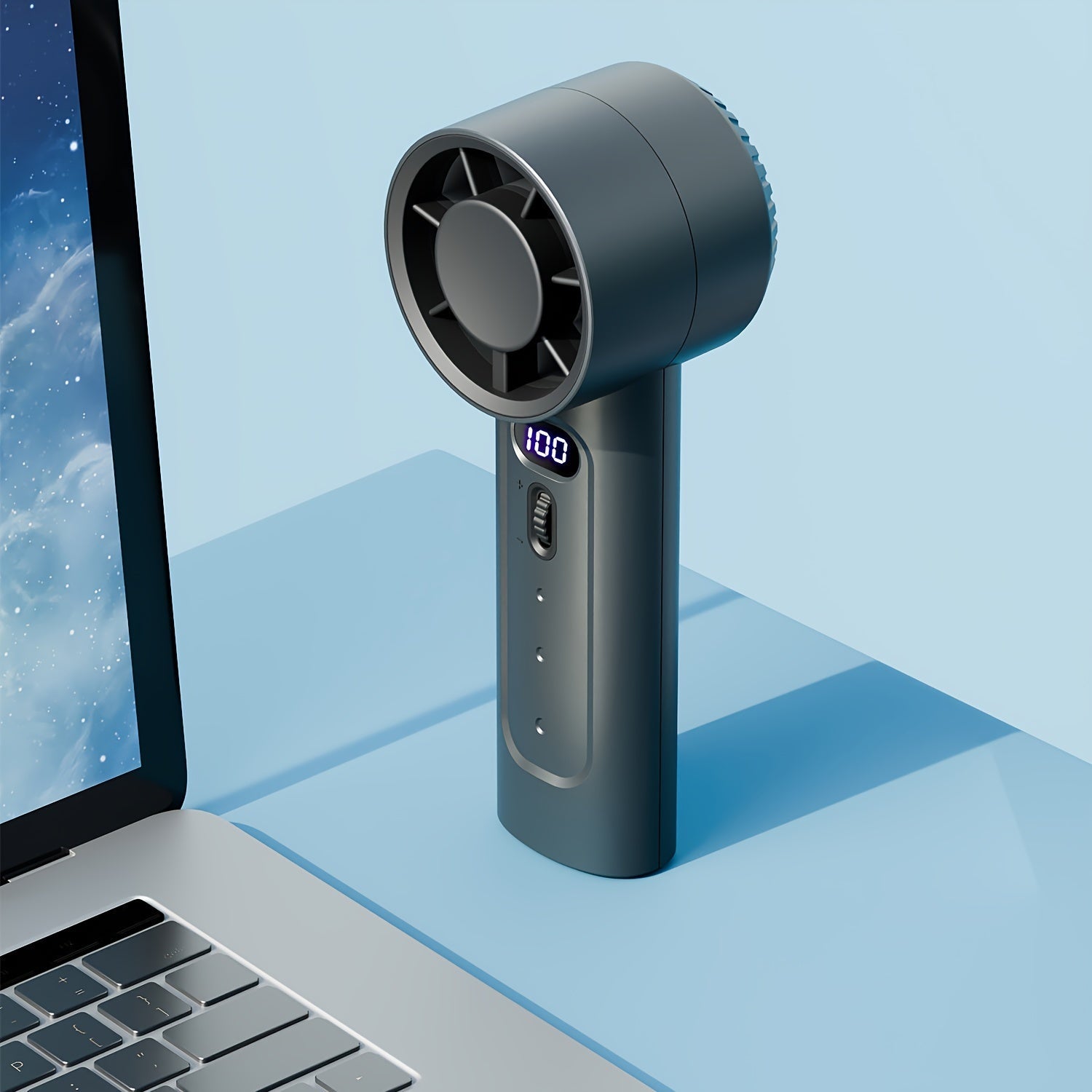 Ventilador de mano recargable por USB portátil mini ventilador con 100 ajustes de velocidad y pantalla LED