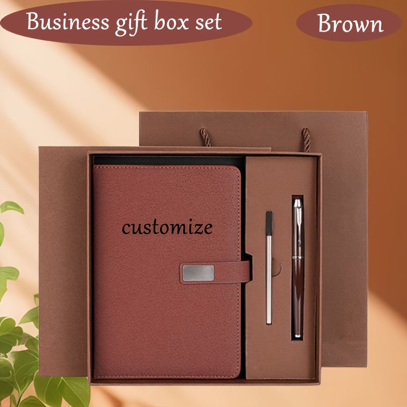 Customizable A5 Notepad Gift Set with Red Business Stationery Box and Metal Pen