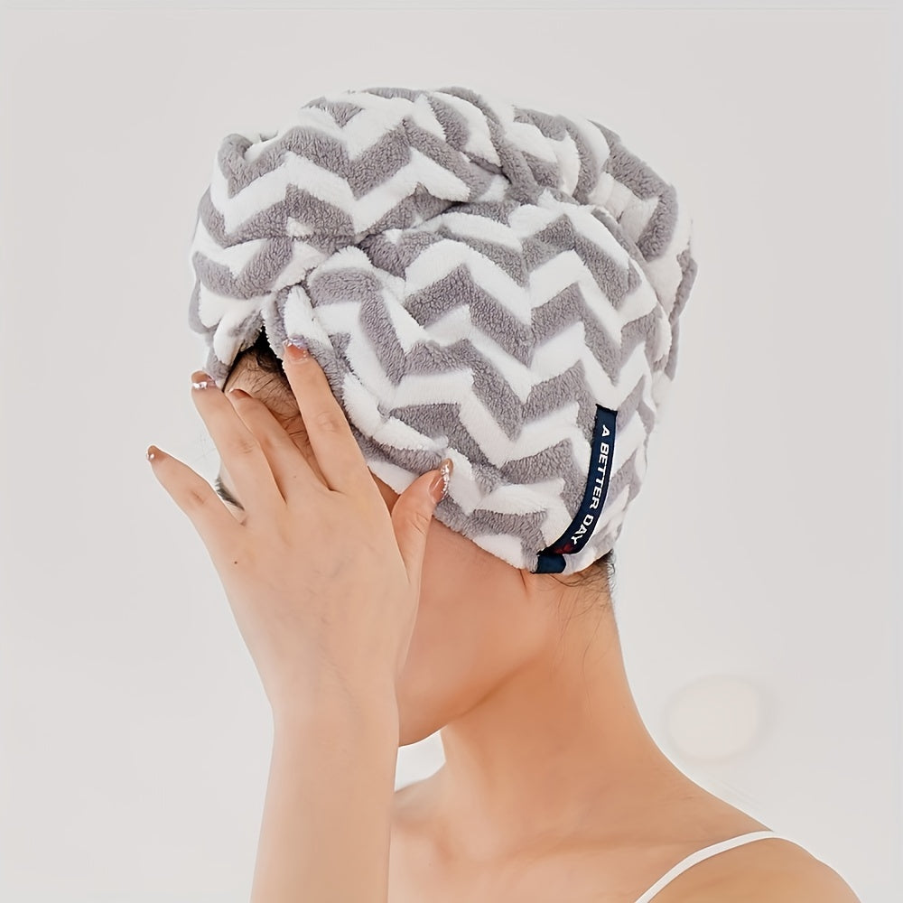 Striped Quick-Dry Headscarf Hair Towel Wrap Soft Bathroom Accessory