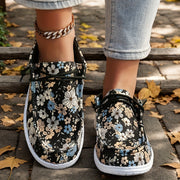 Women's Floral Print Loafers Slip-On Mules with Elastic Laces EVA Sole