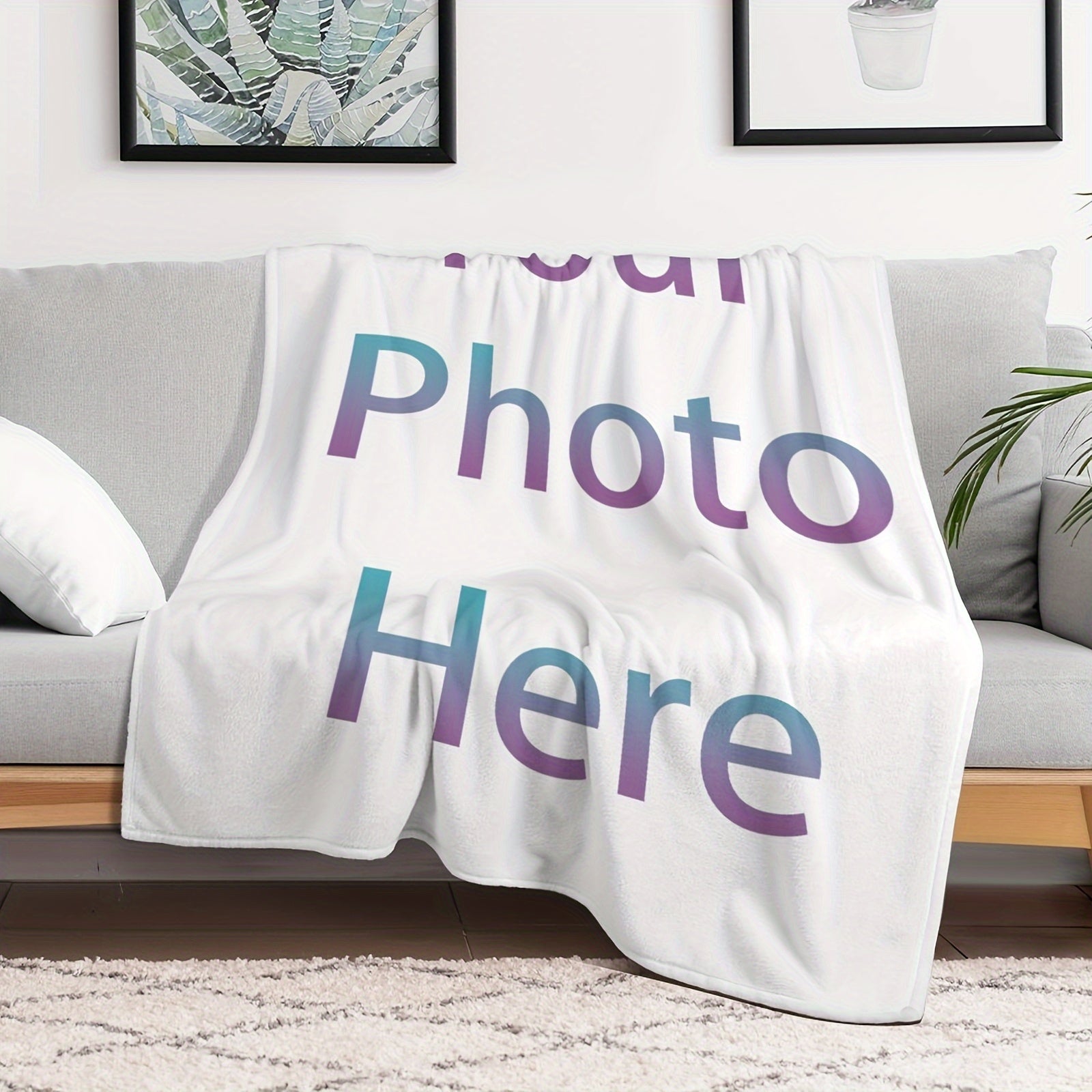 Personalized Photo Plush Blanket Fleece Throw Customizable Cozy Gift for Relaxing and Outdoor Use