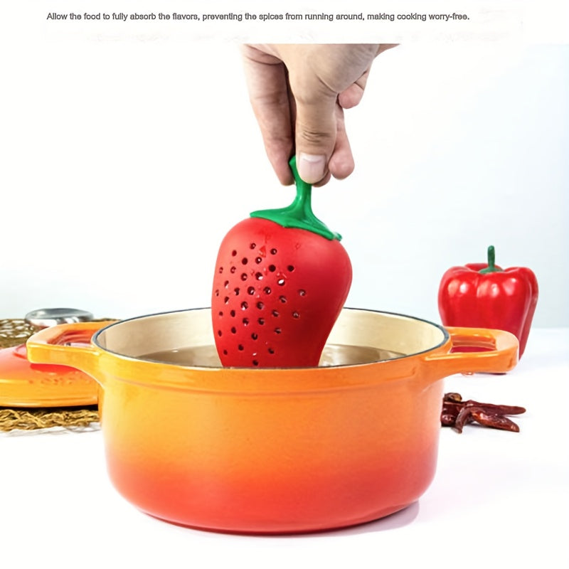 Silicone Pepper-Shaped Spice Infuser Strainer Food-Grade BPA-Free Heat-Resistant