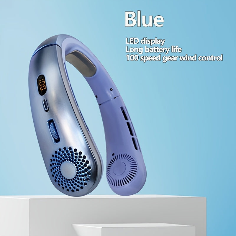 Portable Neck Fan Personal Cooler with Digital Display and Adjustable Speeds