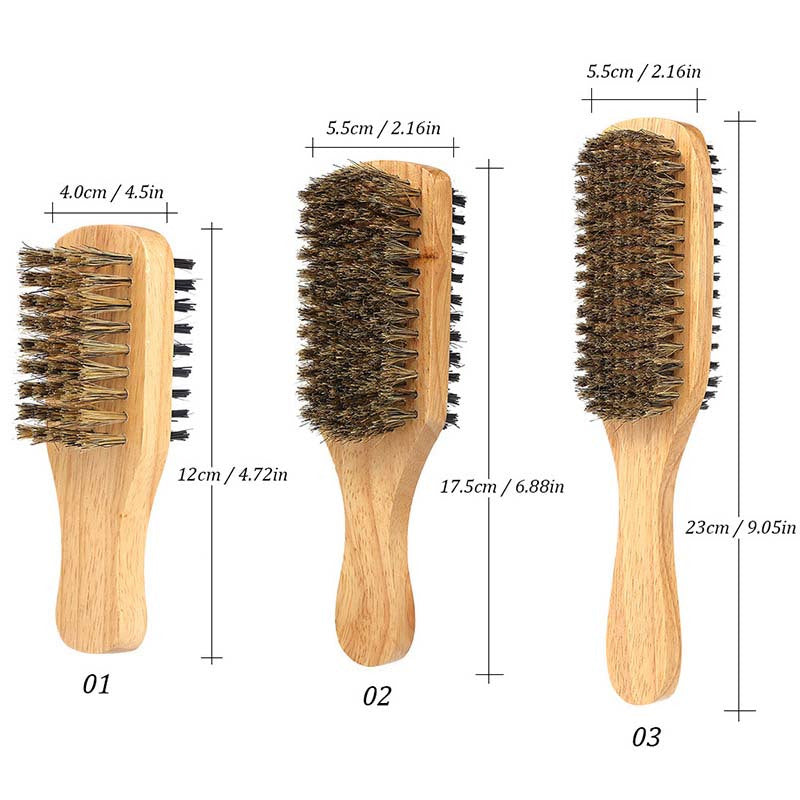 Men's Boar Bristle Beard Brush Wooden Handle Medium to Firm for Thick Coarse Hair