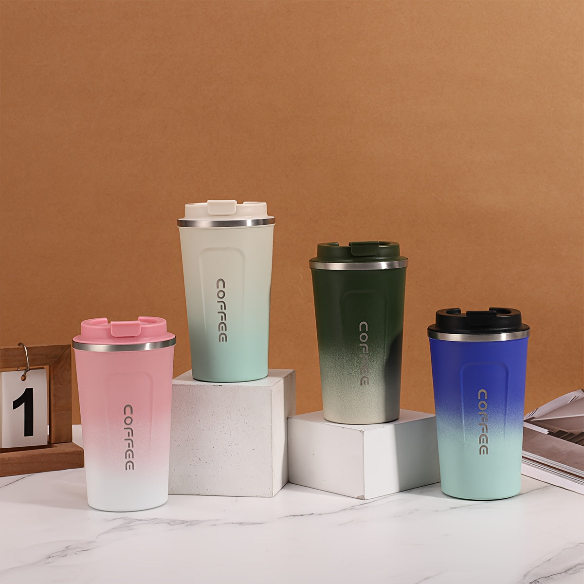 Gradient Color Travel Mug Stainless Steel Vacuum Insulated 380ml 13oz Portable Drinkware