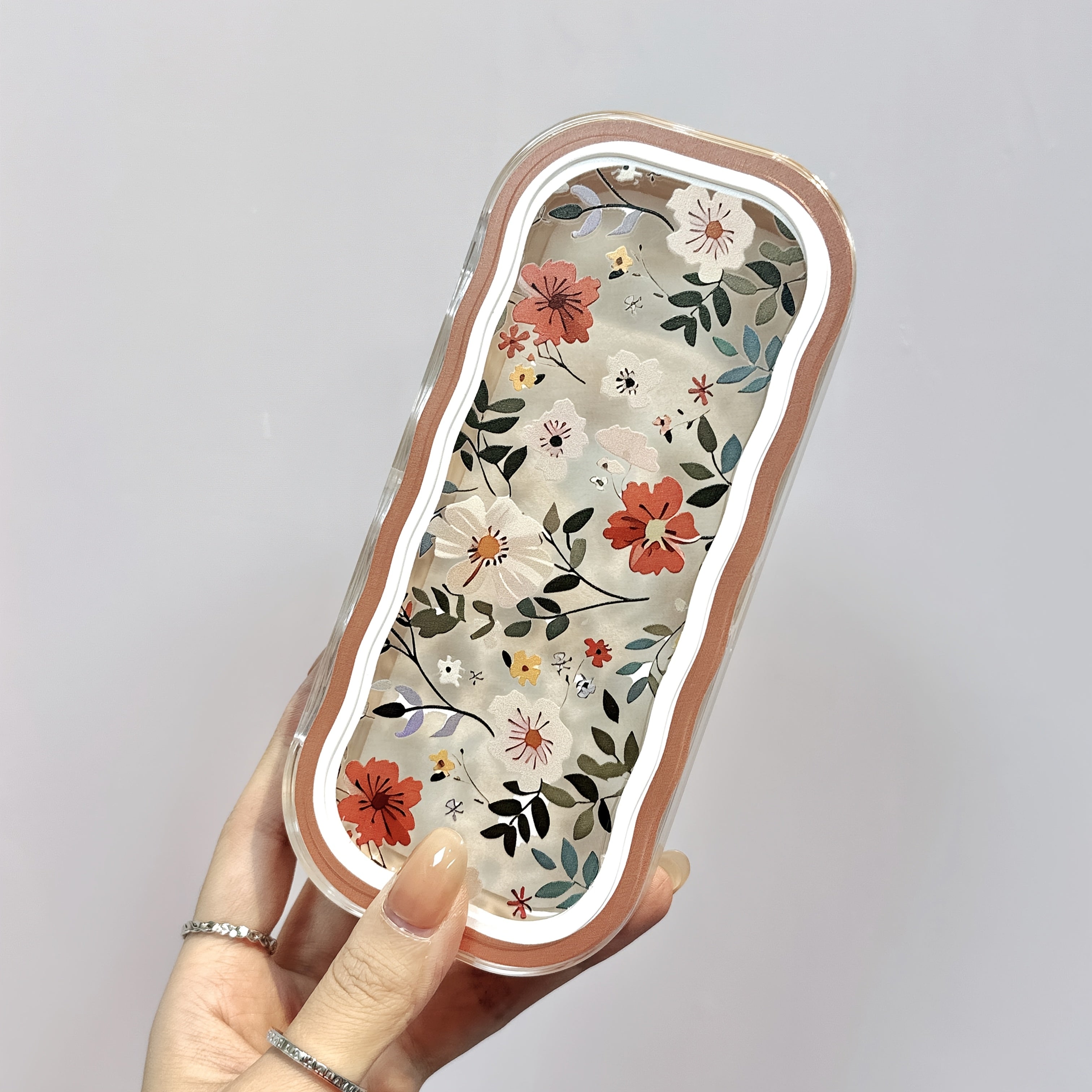 Estuche de gafas con diseño floral a pantalla completa para hombres y mujeres, portátil, anti-presión, para almacenamiento de gafas
