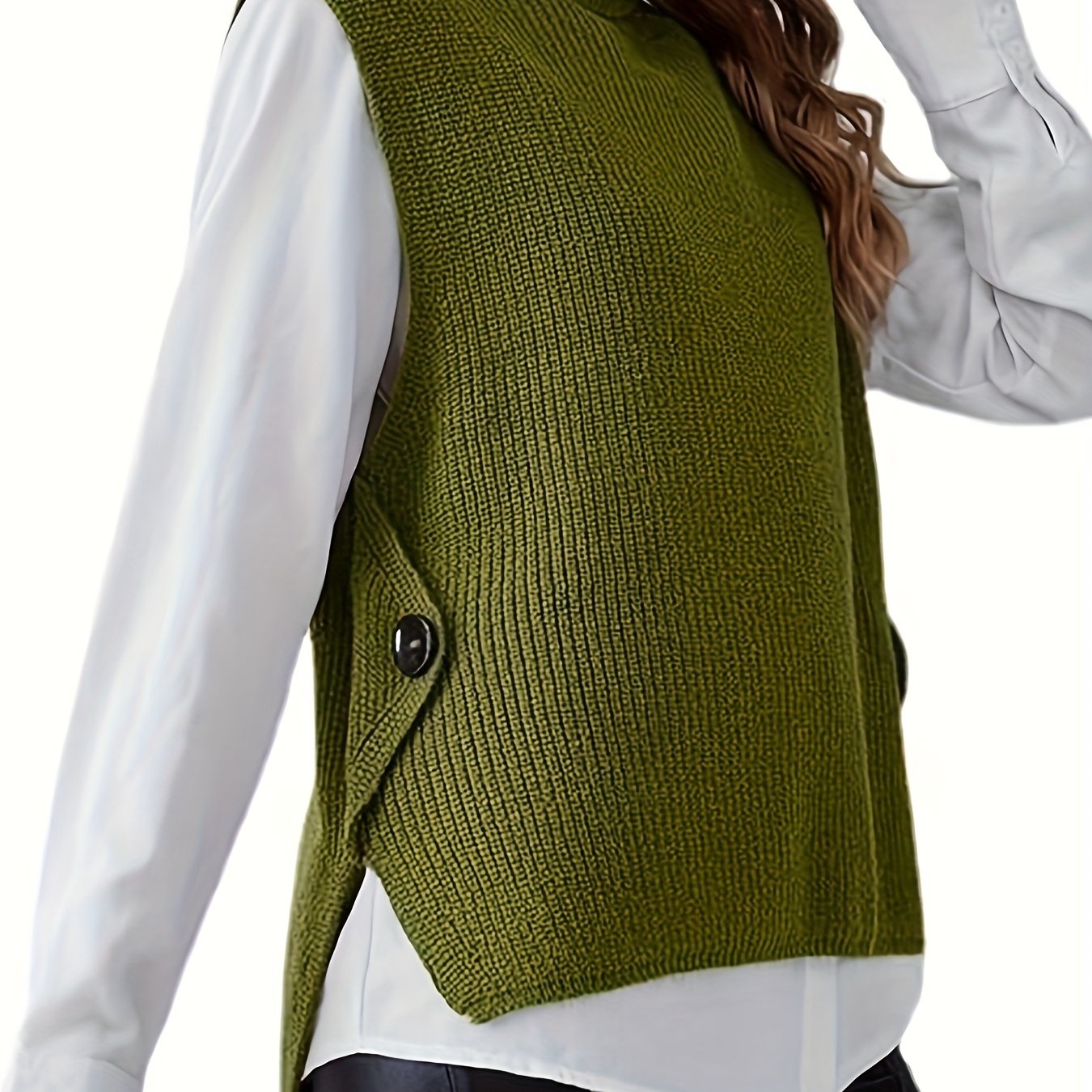 Chaleco sin mangas de cuello alto para mujer de color sólido talla grande casual para capas