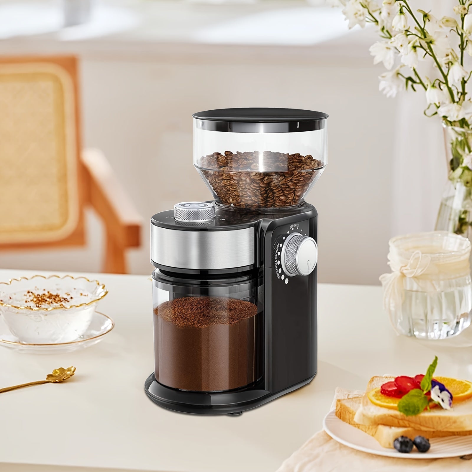 Molino de café ajustable con disco removible para facilitar la limpieza, muele los granos de manera uniforme