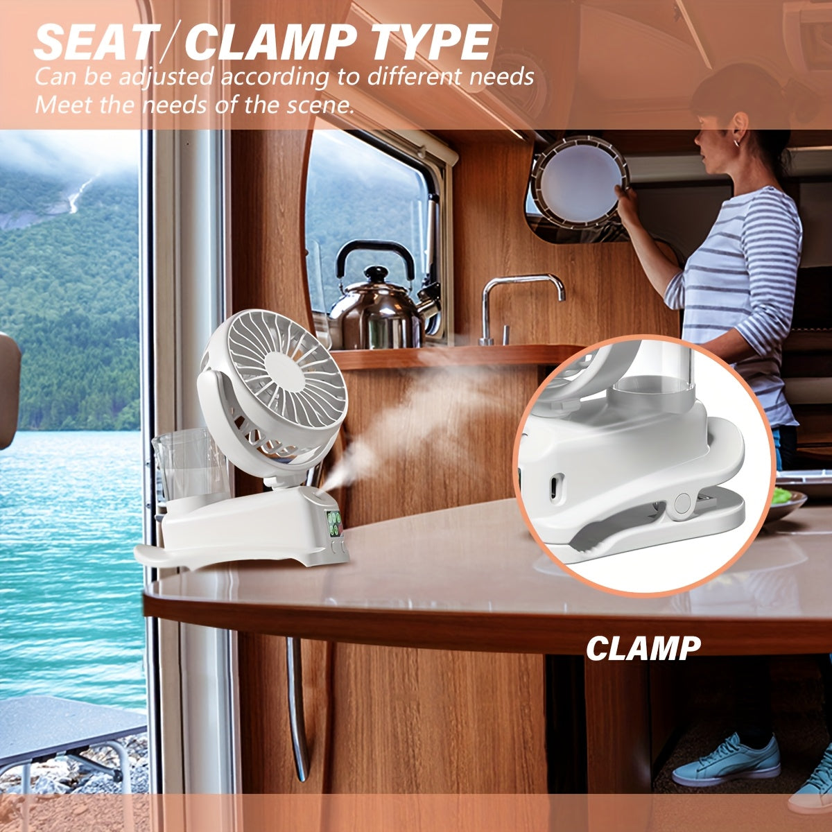 2-in-1 USB Fan and Humidifier Portable Desktop Fan with 4 Speeds and 2 Humidity Levels