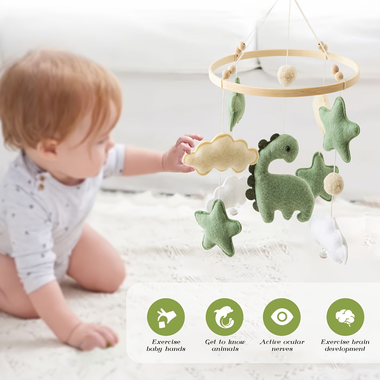 Hanging Baby Toy for Children Dinosaur and Cloud Designs Assorted Colors