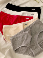 Women's Hipster Panties Set 5 Pieces Cotton Spandex Low-Rise Solid Colors