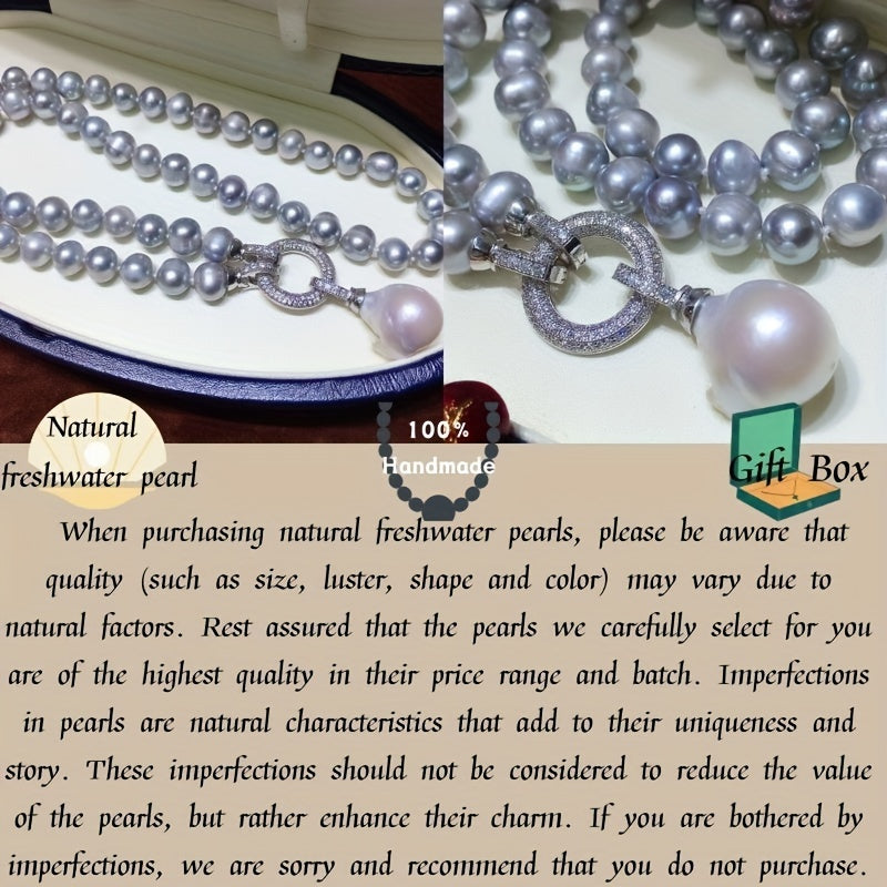 Freshwater Pearl Necklace with Baroque Pendant for Women Casual Formal