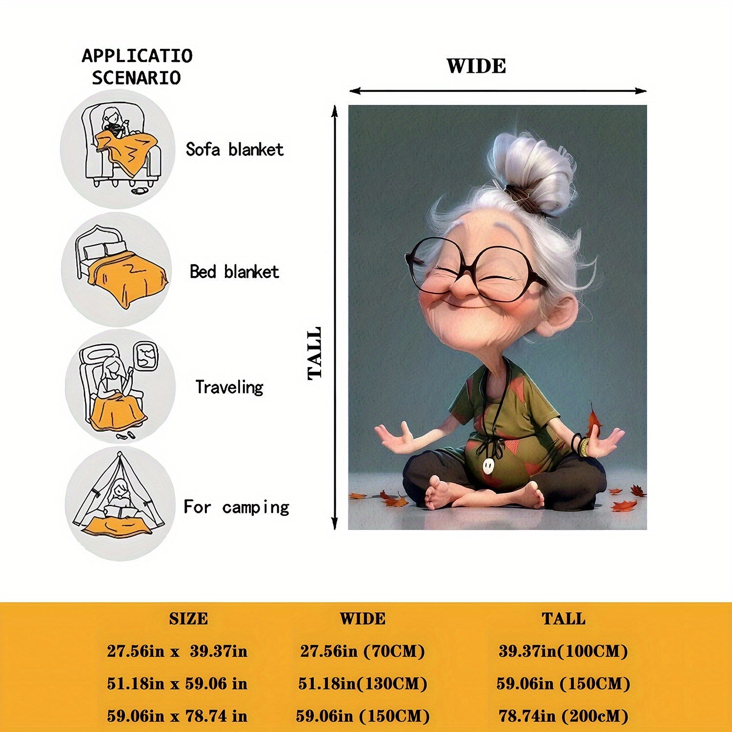 Modern Yoga Throw Blanket Flannel Fleece All-Season Cozy Lightweight Gift