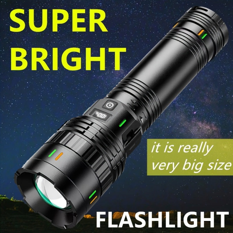 LED Flashlight 1000 Lumens with 4 Modes 200m Range Rechargeable 3600mAh USB-C