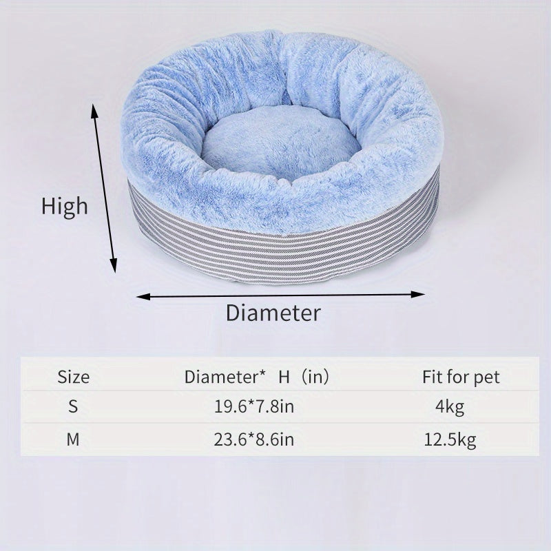 Round Plush Cat Bed with Semi-Enclosed Design for Small Cats