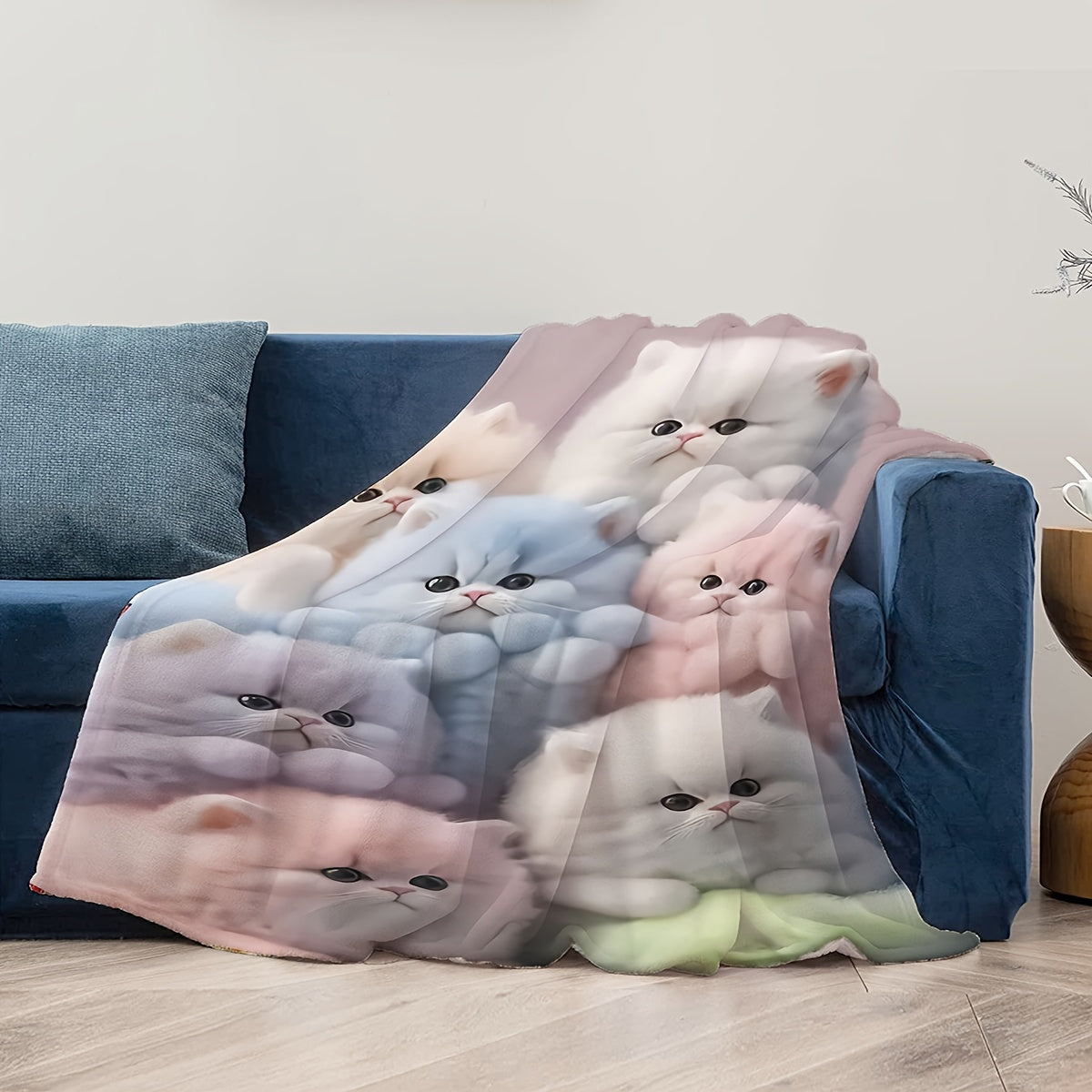 Reversible Flannel Throw Blanket with HD Animal Print for Couch Bed Travel