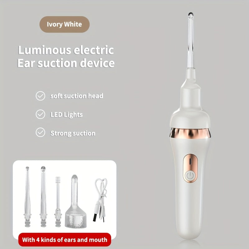 Electric Ear Cleaner with Multiple Suction Heads Rechargeable USB Charging Low Noise for All Ages