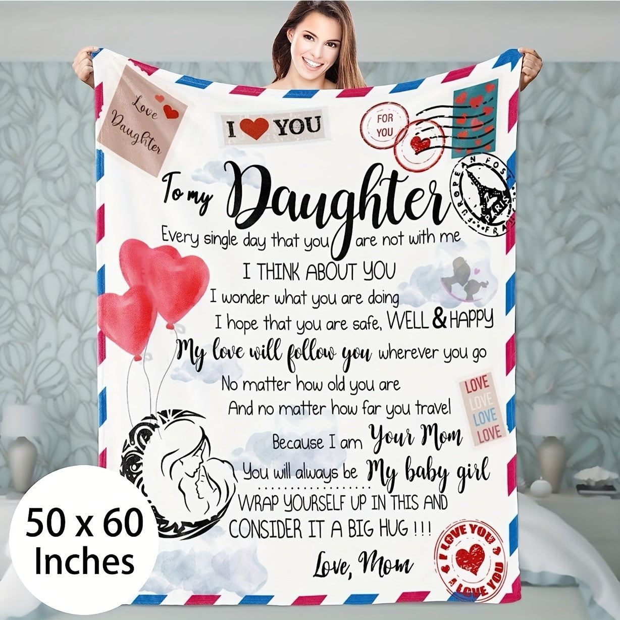 Printed Flannel Blanket for Women and Girls Cozy Throw for Couch Bed Travel
