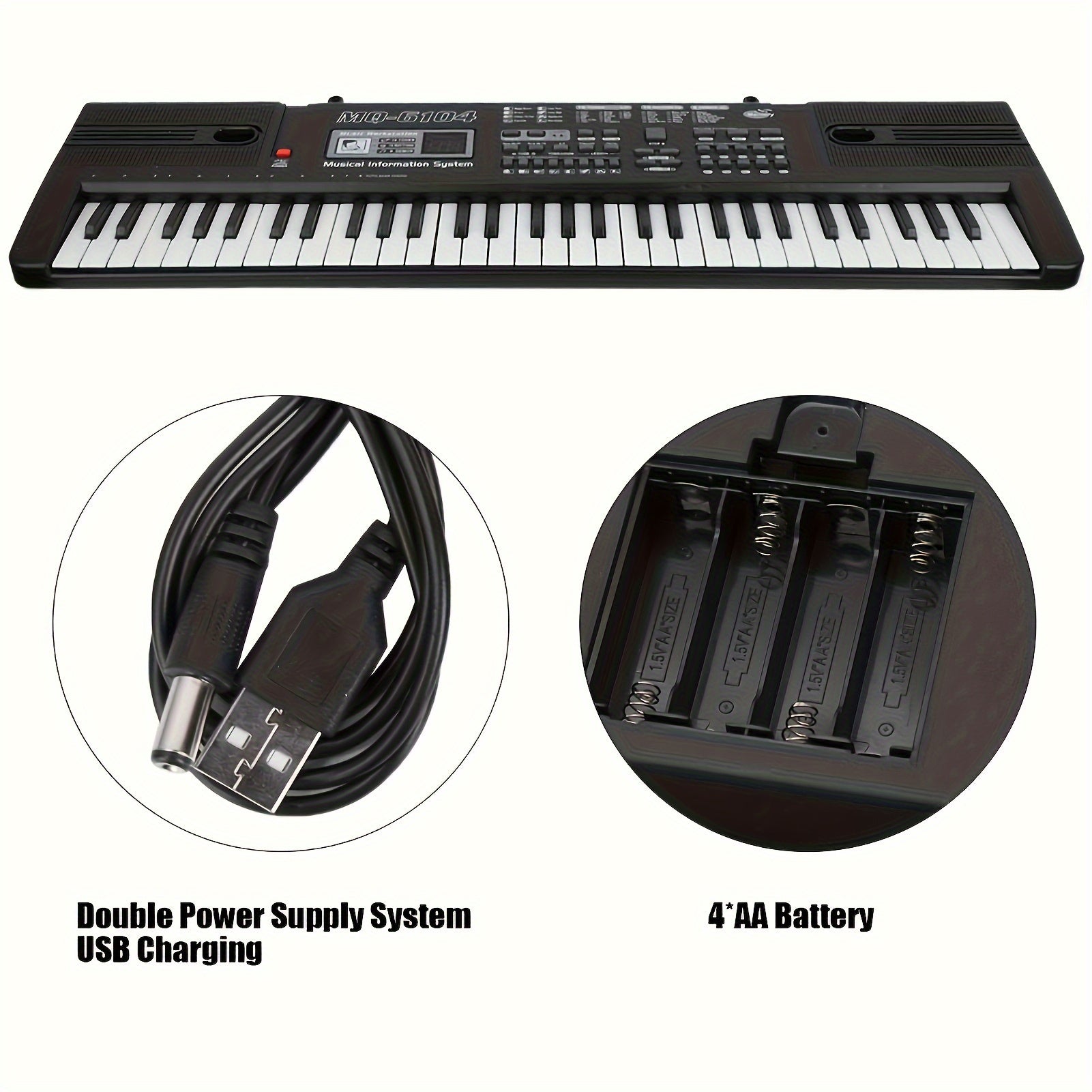 Kids Electronic Keyboard Piano for Children Ages 3-12 with Microphone Black Interactive Learning