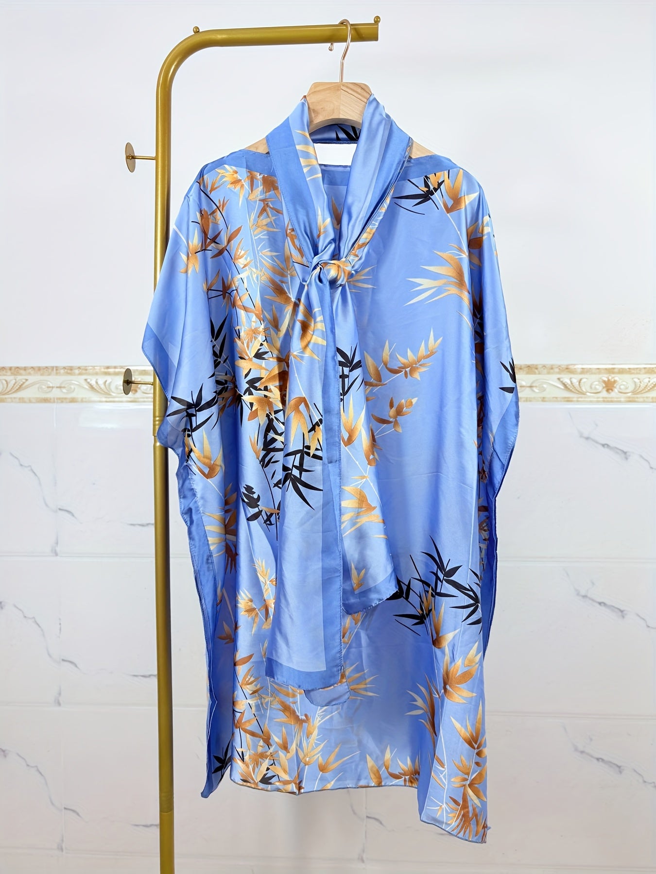 Plus Size Bohemian Printed Robe Women’s Summer Dress With Batwing Sleeves