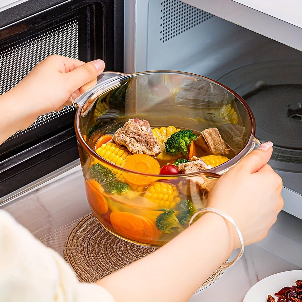 Olla de sopa de vidrio de borosilicato de 2500ml con tapa, apta para microondas y lavavajillas