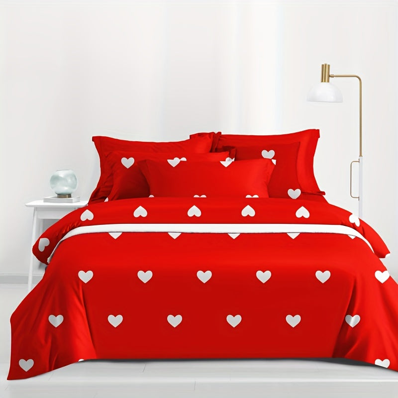 Brushed Duvet Cover with Love Print for Bedroom or Guest Room Polyester Woven Zipper Closure