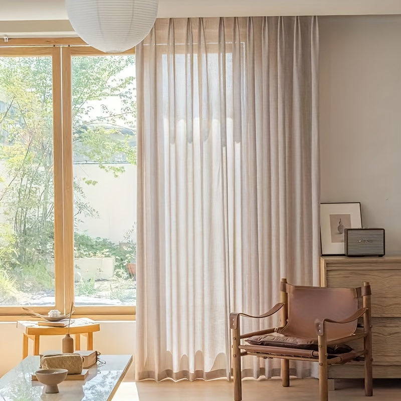 Japanese-Inspired Faux Linen Curtains Thickened Light Blocking Thermal Insulating for Living Rooms Bedrooms