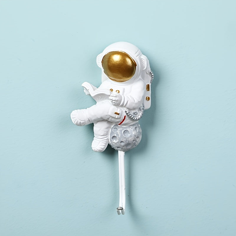 Ganchos de pared para cocina y puerta con diseño de astronauta adhesivo, fuerte y sin daños