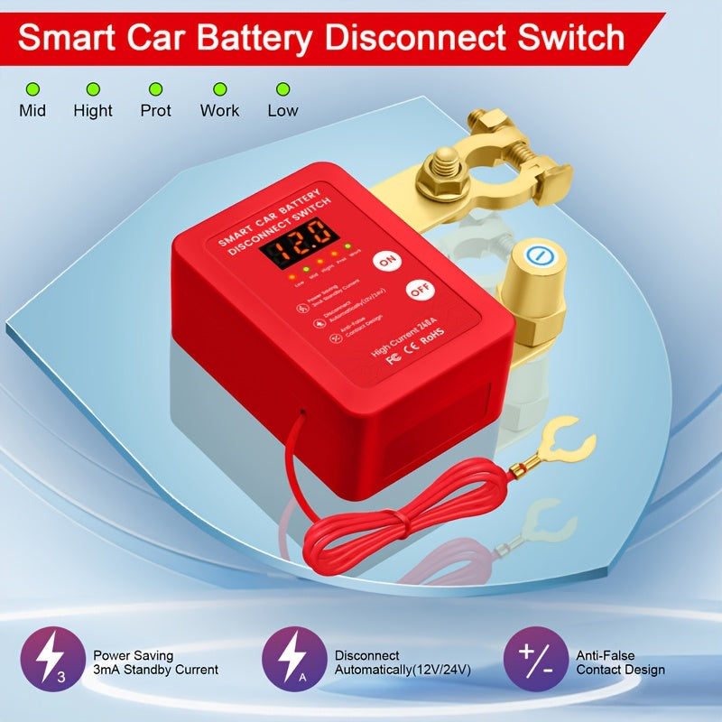 Digital Voltage Display Car Battery Disconnect Switch for Vehicles and Boats