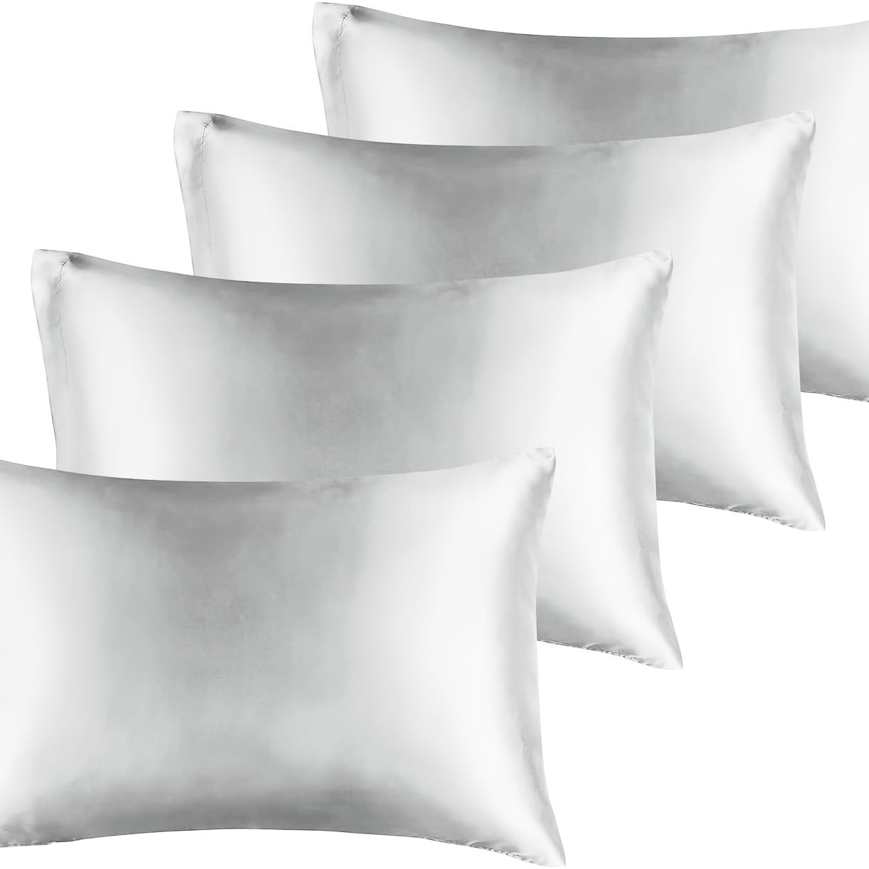 Set of Four Faux Silk Cushion Covers with Zipper