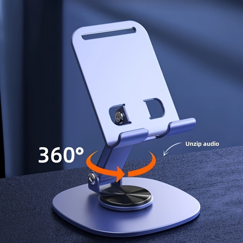 Waterproof Aluminum Alloy Phone Stand with 360° Rotating Desk Mount, Adjustable and Foldable