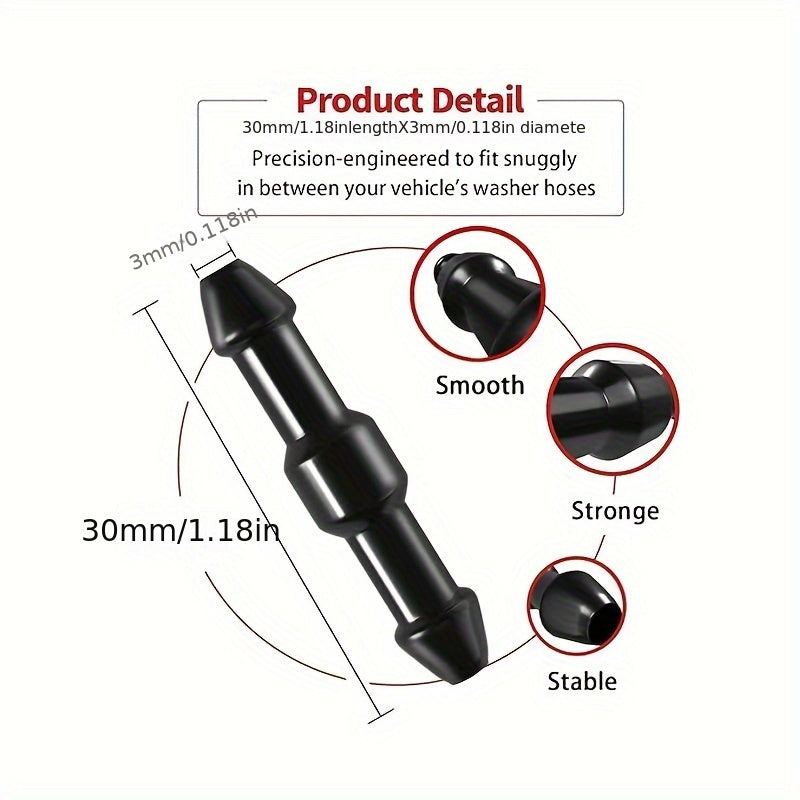 10 Pcs Windshield Washer Hose Connectors Black Plastic Compatible with All Cars