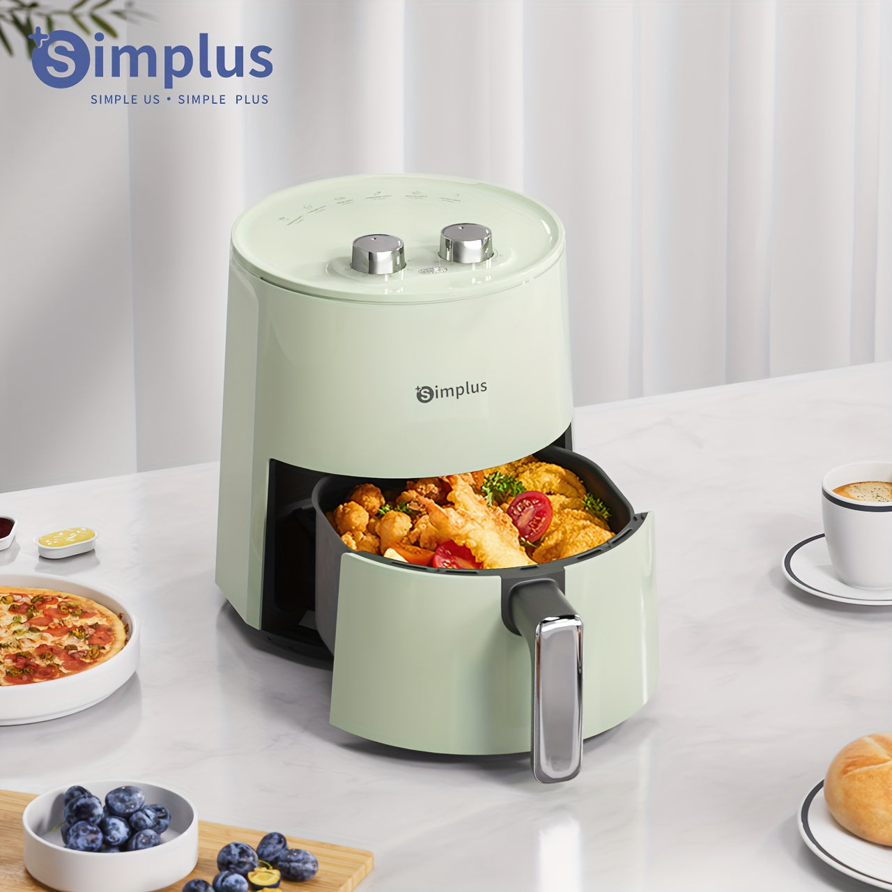 Mechanical Air Fryer 3.5L 1350W with oil-proof papers fast heating 360° circulation