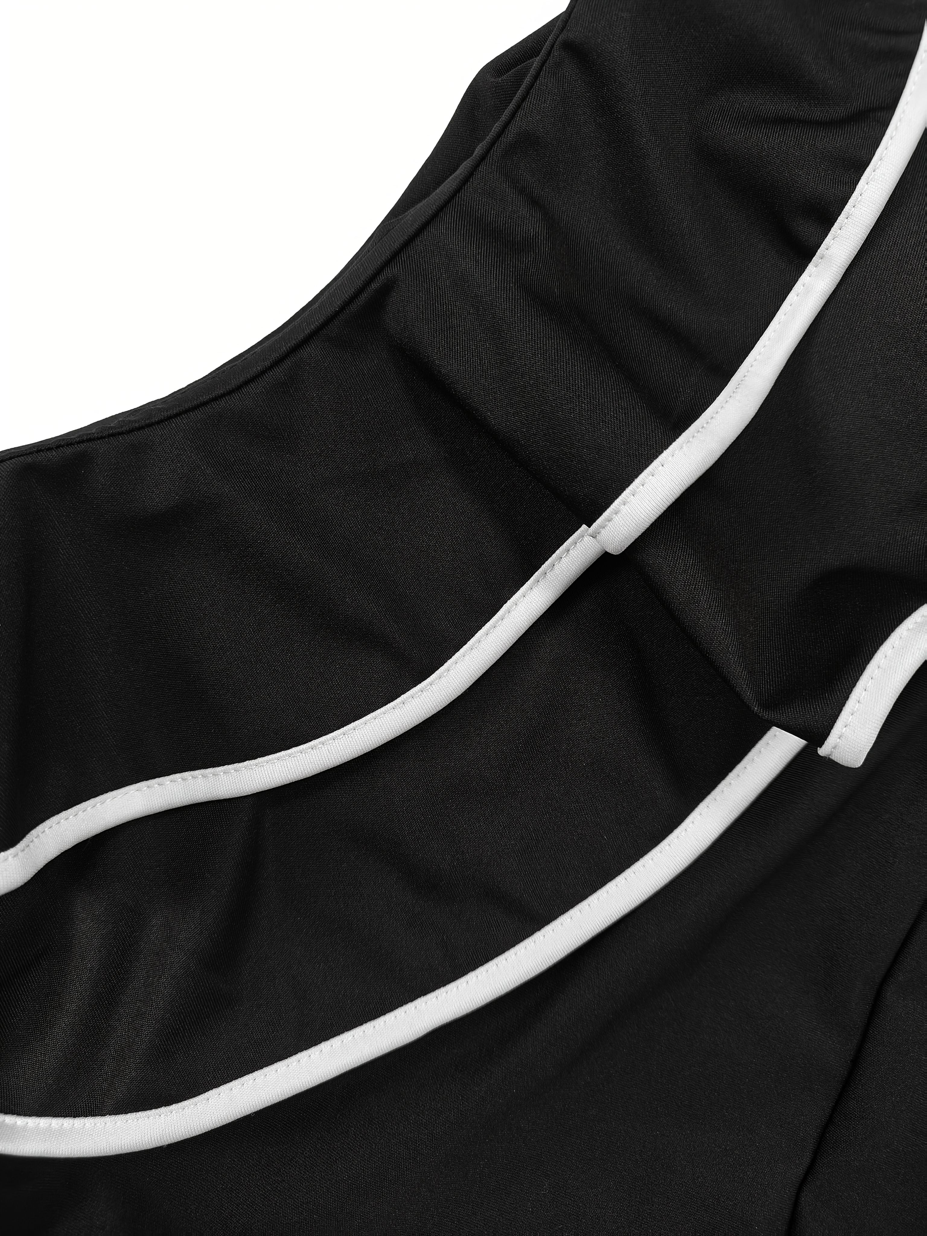 Women's Black Off-Shoulder Ruffle Jumpsuit with Waist Tie and Wide Legs